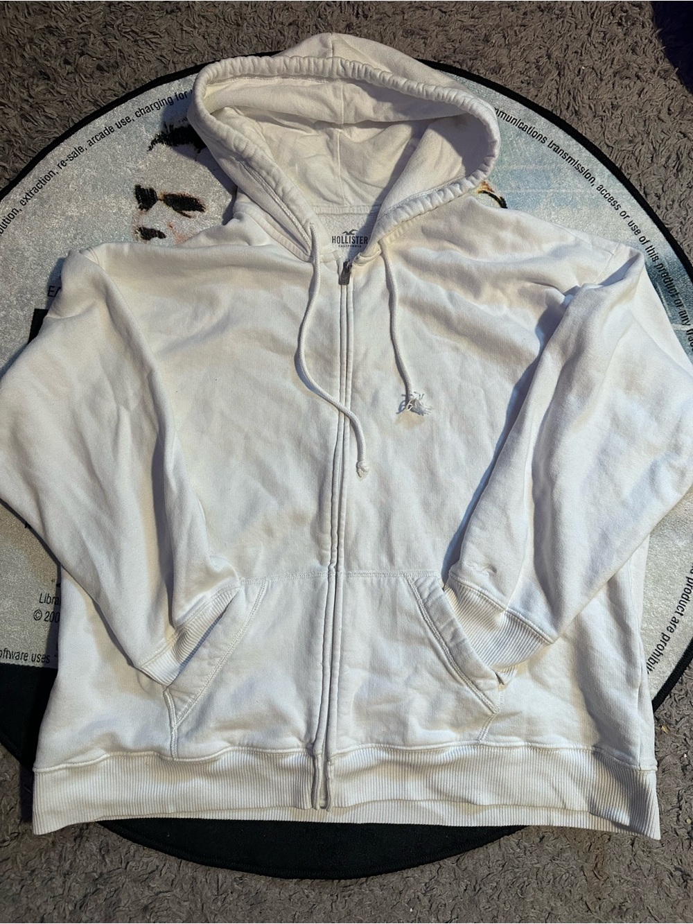 Hollister Blank White Zip-up Hoodie